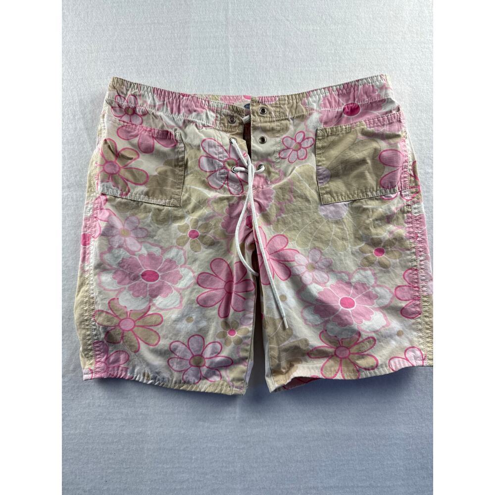 Women’s Old Navy Cotton Beige & Pink Flower Shorts Sz 0